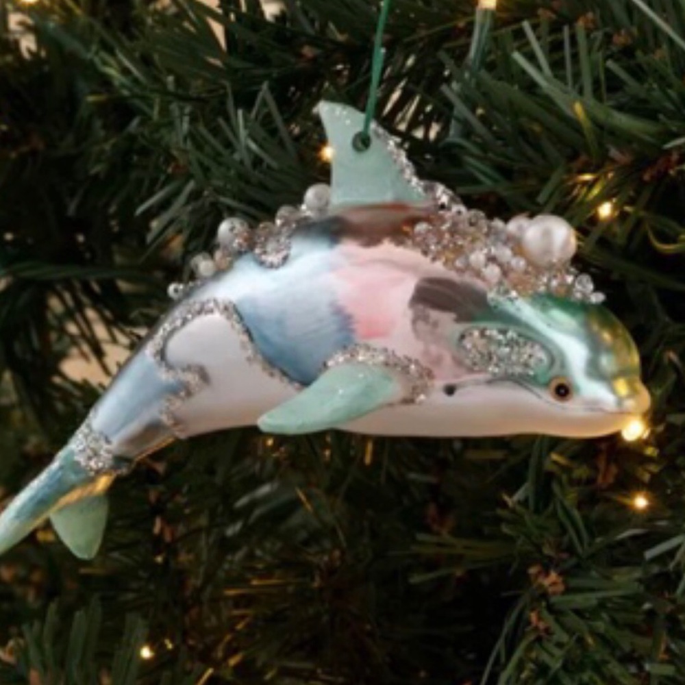Robert Stanley Blue Orca Whale Glitter 5” Ornament